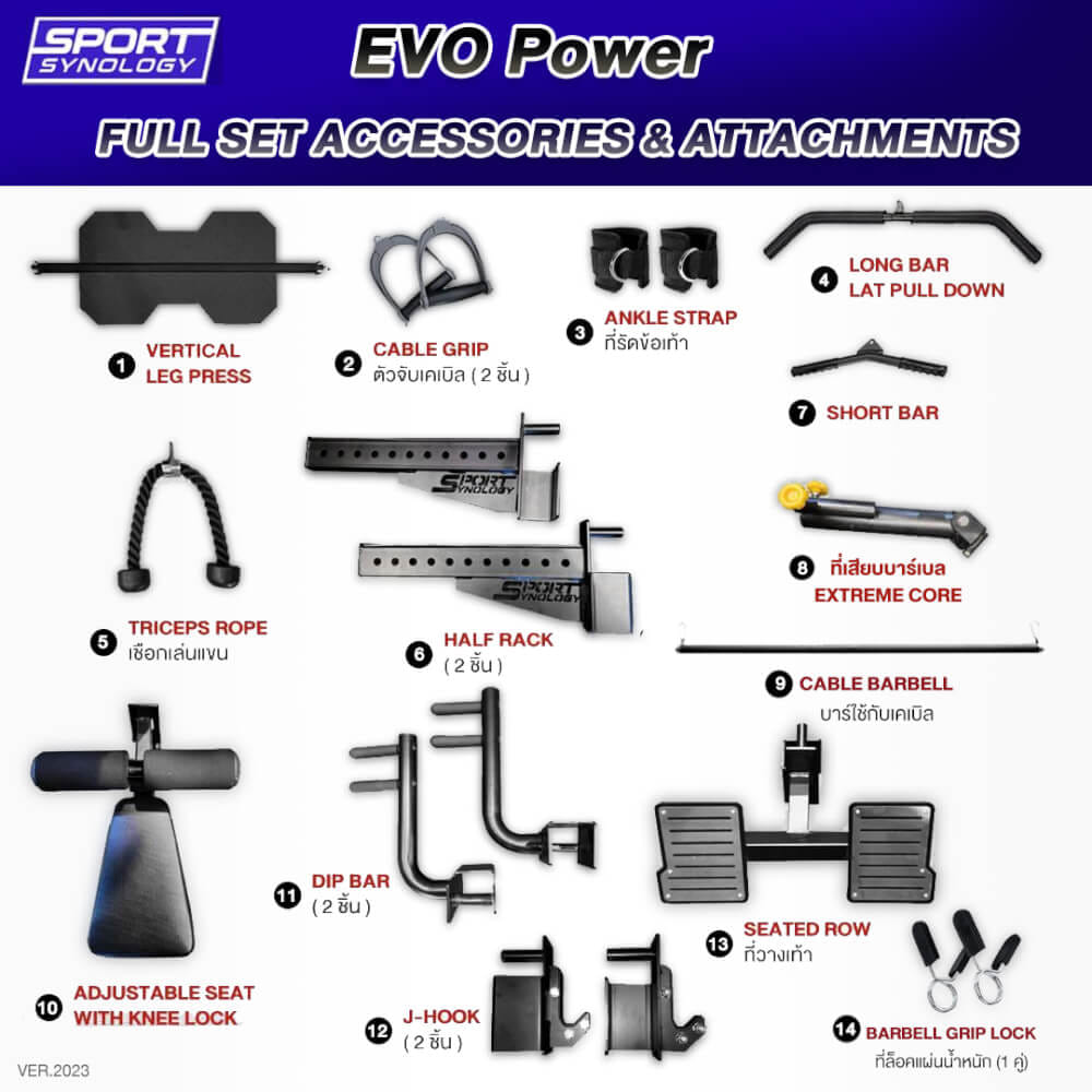 เครื่องสมิทแมชชีน SPORTSYNOLOGY EVO POWER เกรดฟิตเนส รองรับการใช้งานหนัก พินโหลดสองแถวรวม 150 กก. (เครื่องเปล่า)_6